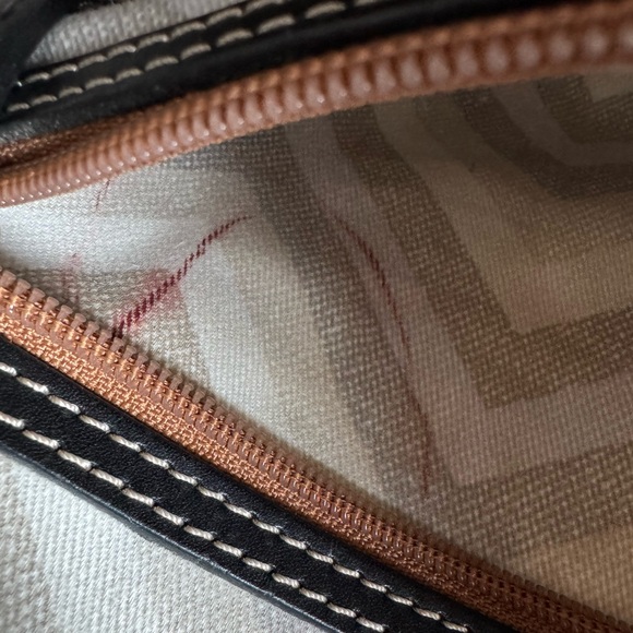 Dooney & Bourke Ostrich Shoulder Bag in Pewter & Black Leather - Picture 11 of 12